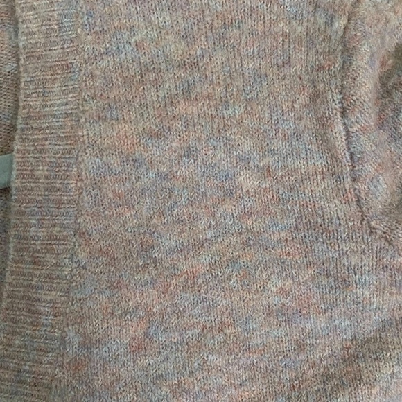 Madewell Faux Wrap Coziest Yarn Pullover Heather Boysenberry V Neckline Sweater - Picture 6 of 10